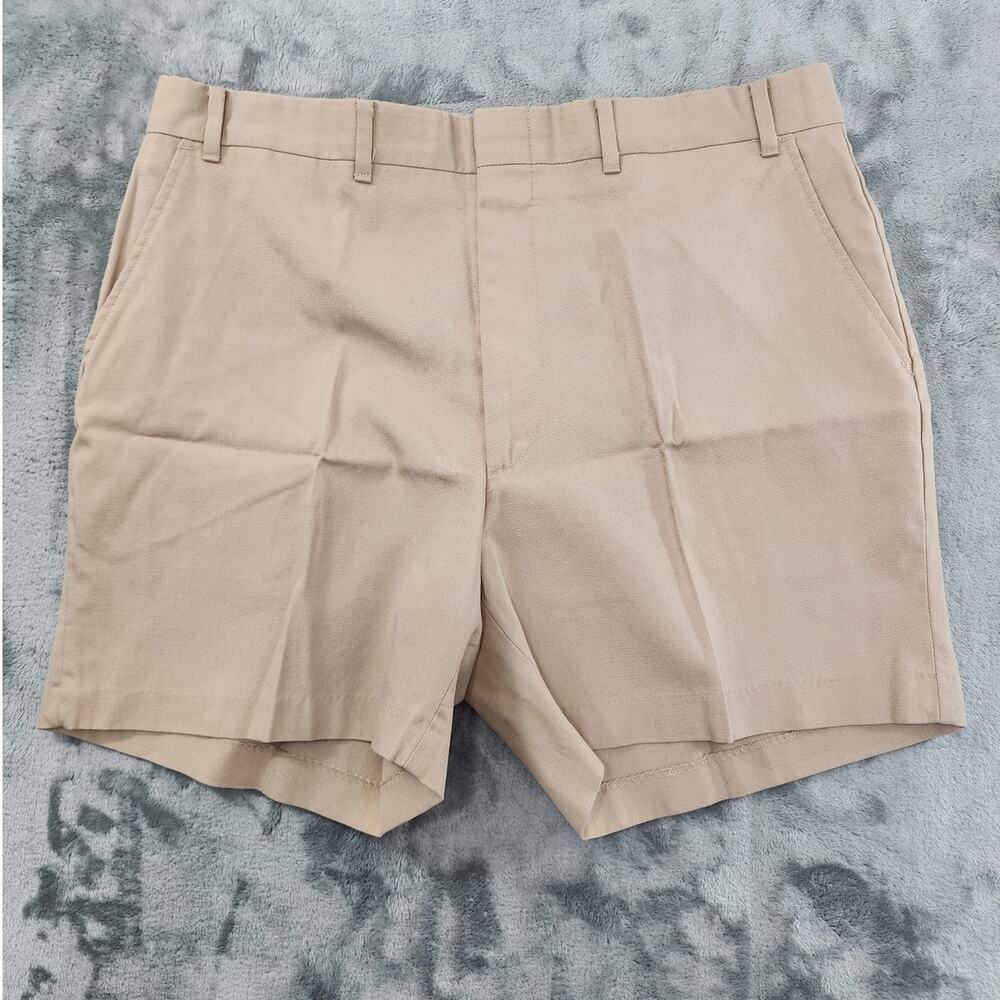 Vintage Charleston Bay Shorts‎ Mens 33 Tan Khaki Flat Front Chino Preppy Classic